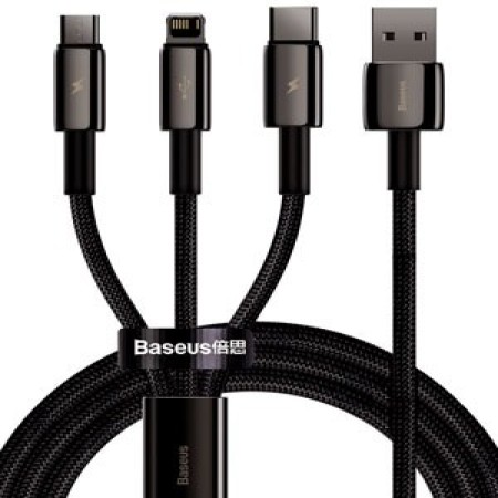 کابل شارژ سه سر بیسوس Baseus Tungsten Gold 3-in-1 Cable