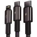 کابل سه سر فست شارژ Baseus Tungsten Gold Fast Charging Data Cable