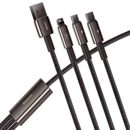 کابل شارژ سه سر سریع بیسوس Baseus Tungsten Gold 3-IN-1 Cable USB to