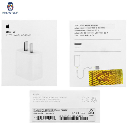 بسته بندی شارژر اصلی Apple iPhone 14 Plus مدل A2244 دو پین