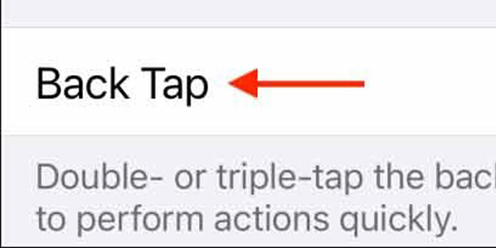 منو بک تب Back Tap در تنضیمات آیفون