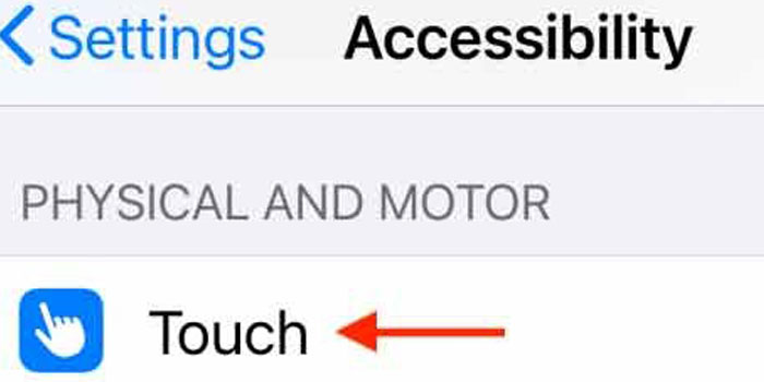 روی گزینه touch کلیک کنید