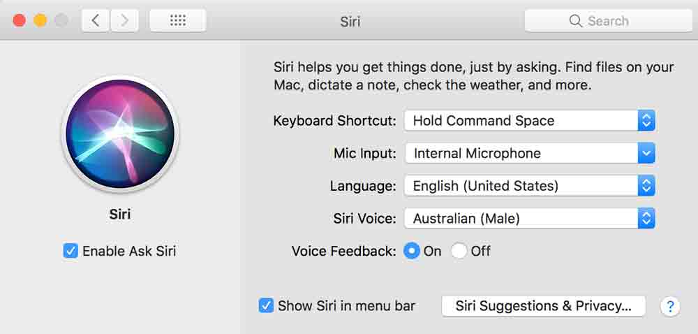 تغییر صدا و لهجه Siri در مک