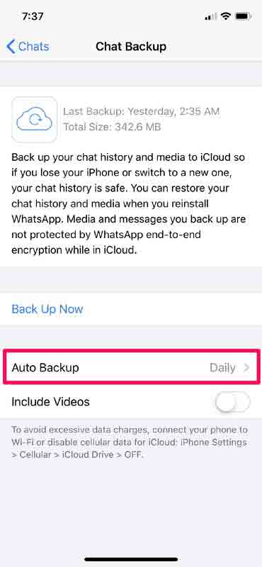 auto backup from whatsapp
