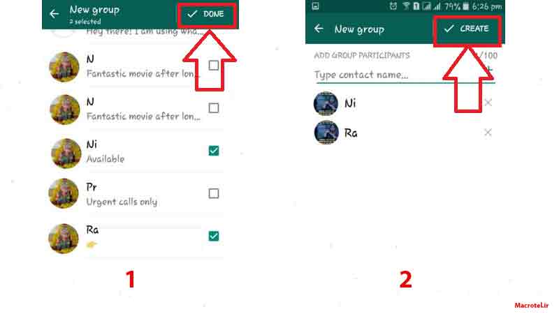 ساخت گروه و اضافه کردن افراد به گروه واتساپ